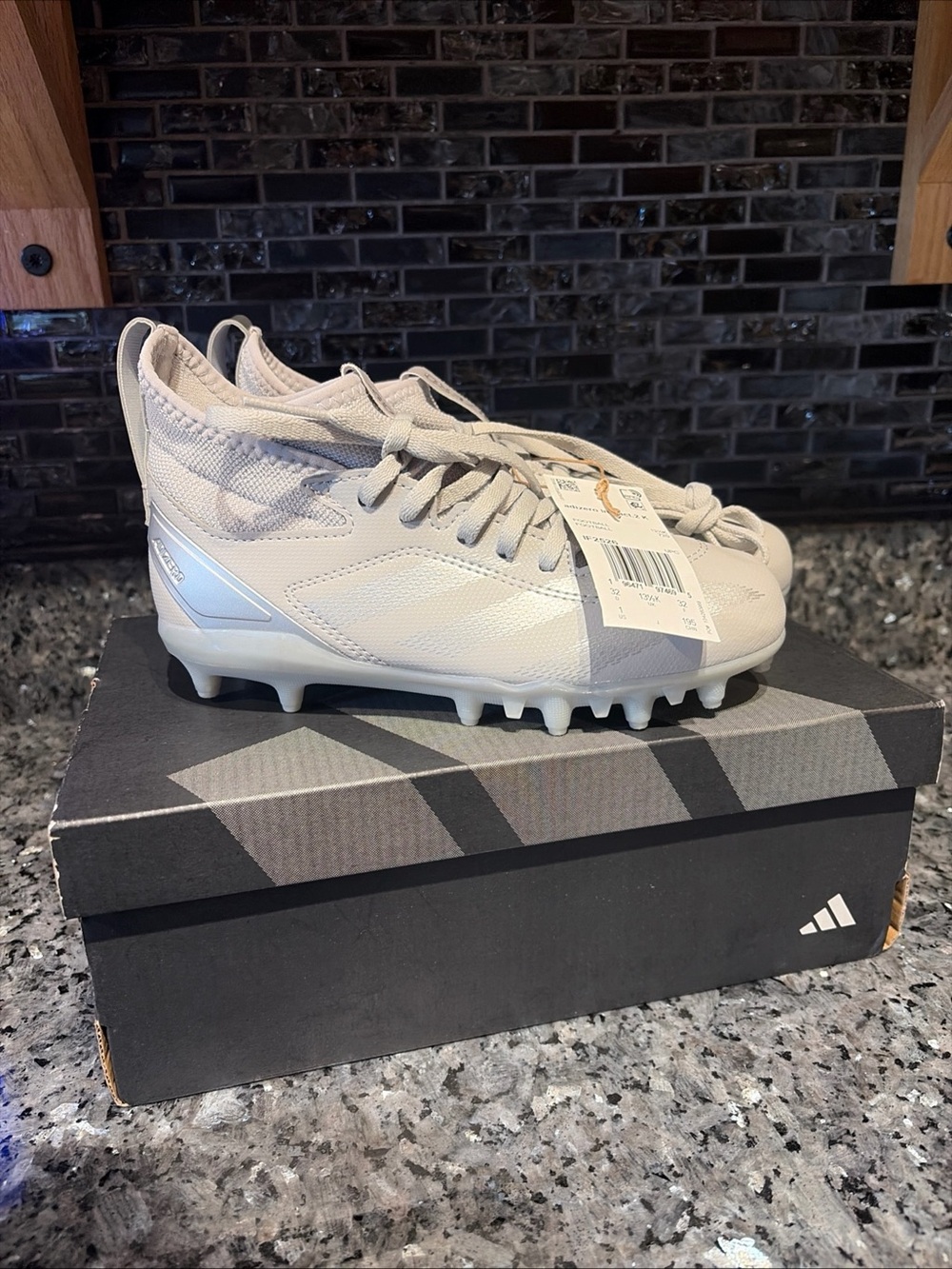 Adidas Adizero Impact 2.0 football Cleats Size 1 Youth Kids Grey White NIB